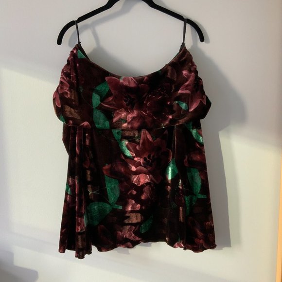 Vintage Floral Velvet Off-the-Shoulder Bell Sleeve (Approx. SM-M) - Picture 7 of 9